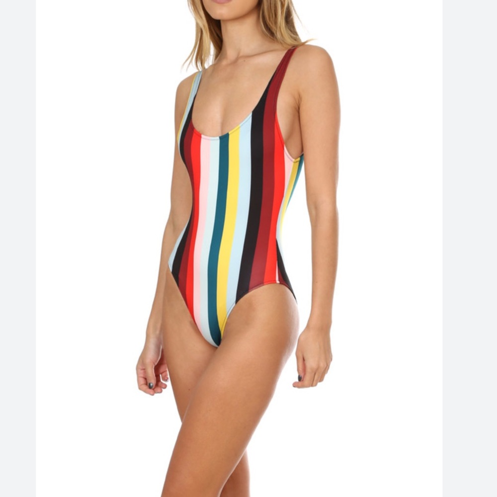 Solid & Striped the Anne Marie One Piece rainbow stripe Swimsuit Size M